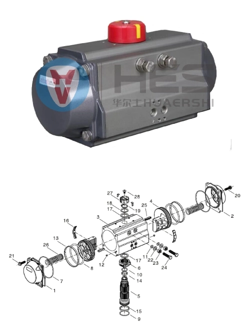 Sc5 Rack and Pinion Ball/Gate/Butterfly Valve Spring Return Pneumatic Actuator